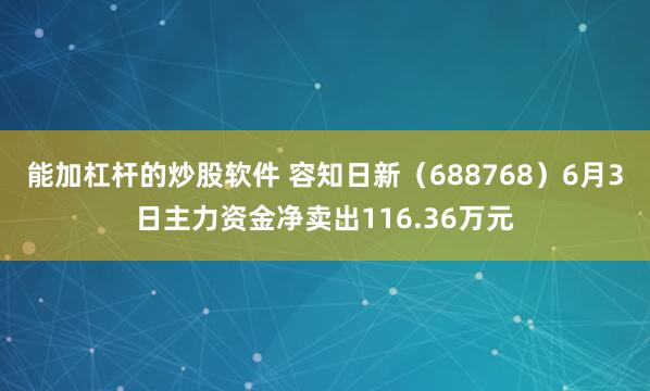 能加杠杆的炒股软件 容知日新（688768）6月3日主力资金净卖出116.36万元