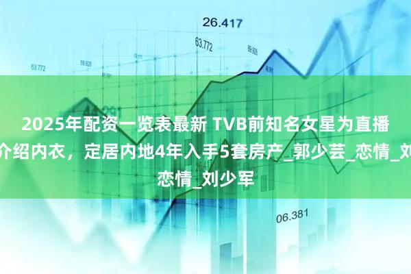 2025年配资一览表最新 TVB前知名女星为直播当街介绍内衣，定居内地4年入手5套房产_郭少芸_恋情_刘少军