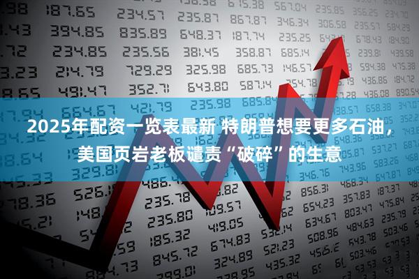 2025年配资一览表最新 特朗普想要更多石油，美国页岩老板谴责“破碎”的生意